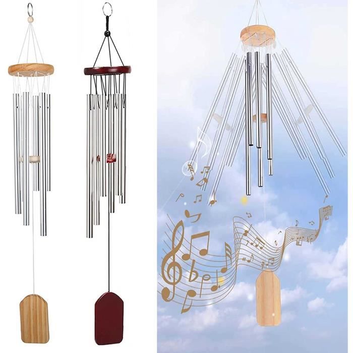 Carillon éolien avec 6 Tubes métalliques, Carillon à Vent Marron Gris Chocolat pour Jardin, intérieur et extérieur