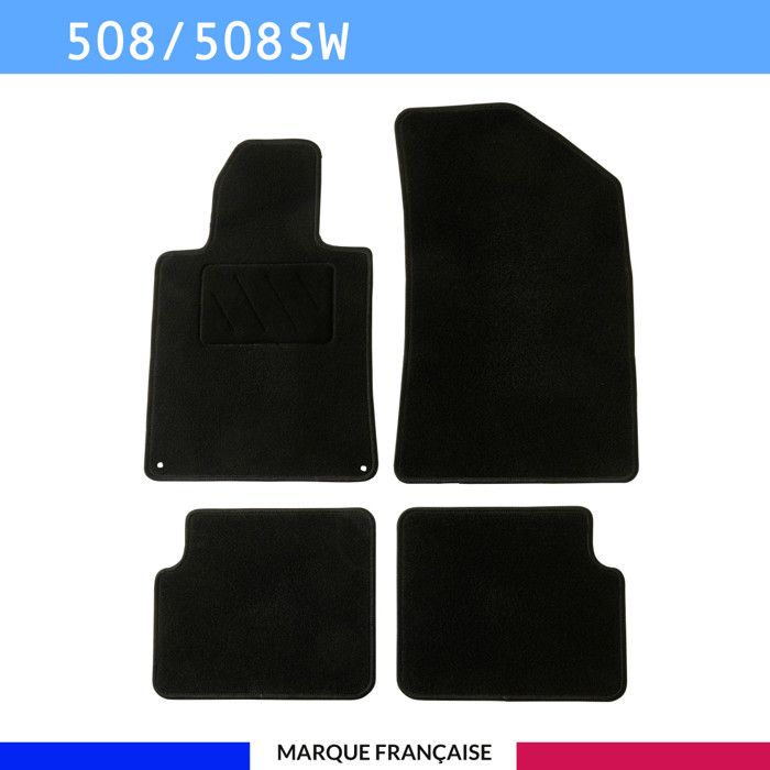 Tapis de voiture - Sur Mesure pour Peugeot 508 / 508SW - 4 pièces - Tapis de sol antidérapant