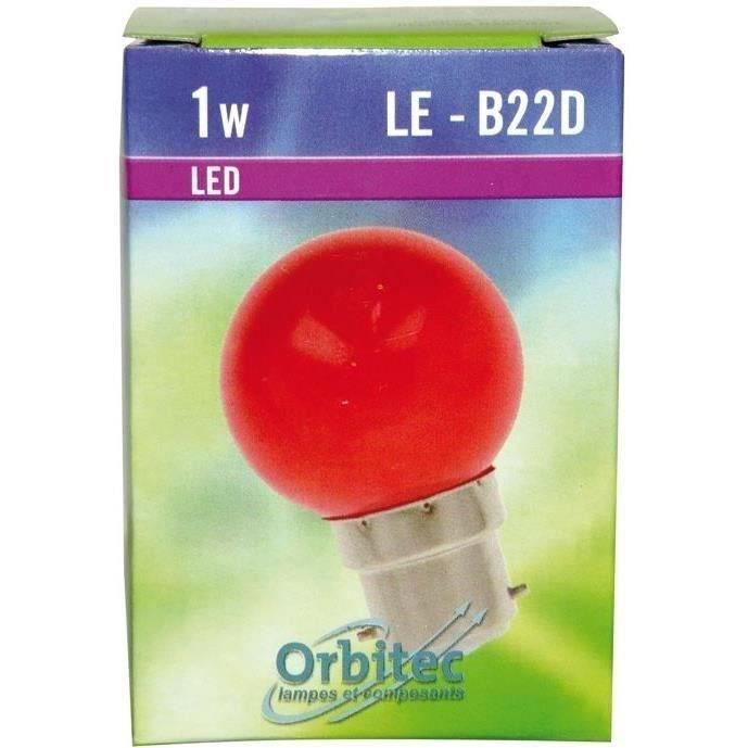 LED sphérique B22D - pour guirlande - 45x70 - rouge