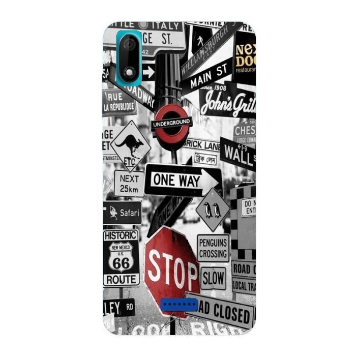 Coque WIKO Y60 underground route 66 street urban noir blanc rouge