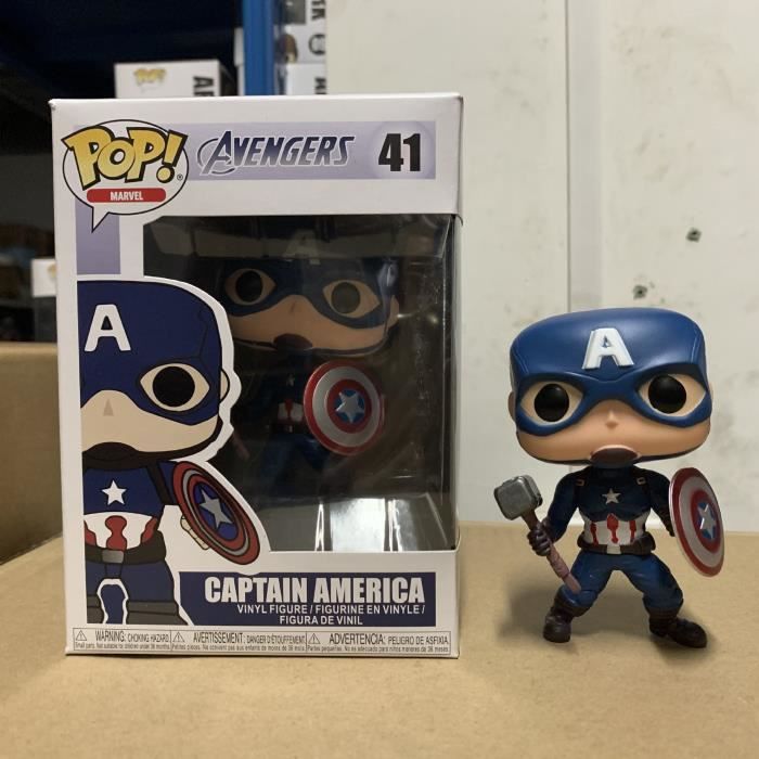 Funko pop Avengers 4 Iron Man Spiderman Captain America Black Panther Figure Toys-Revenge 4 Captain America # 41
