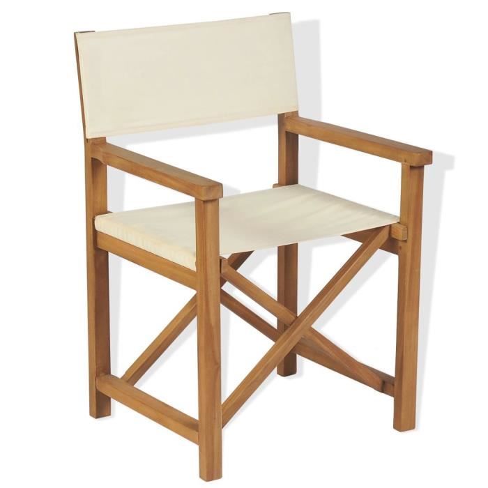 Chaise pliable de metteur en scène Bois de teck solide