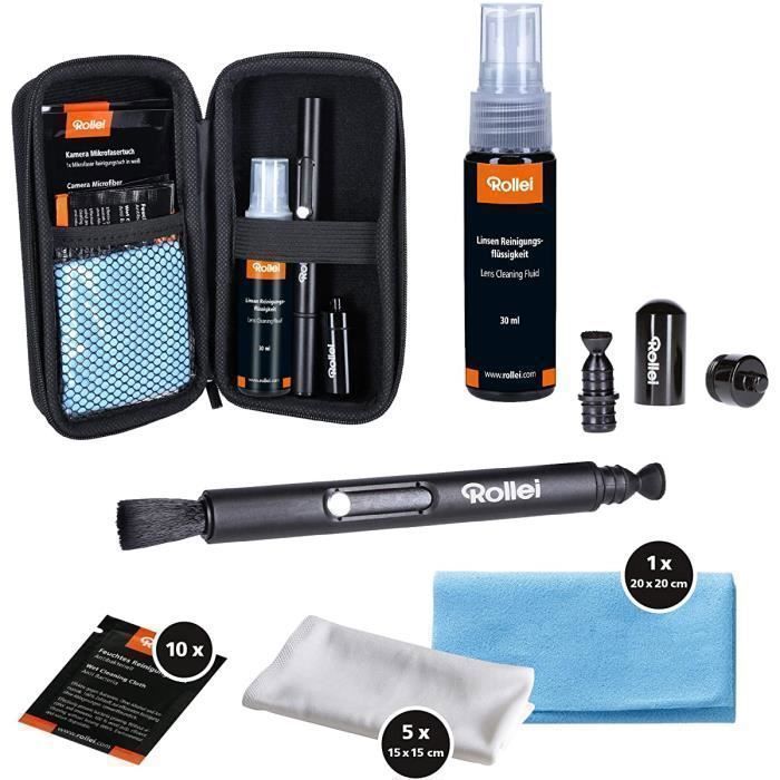 Kit de nettoyage d'appareil photo Rollei Pro I pour les photographes I Kit de nettoyage avec Lenspen, chiffons en microfibre,