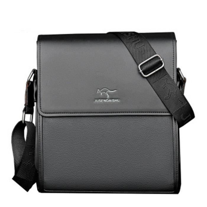 sac Sacoche bandoulière homme cuir Porte-documents Sac d 'affaires L -Noir