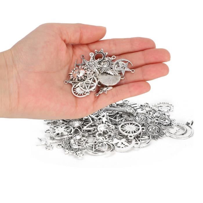 HURRISE Fournitures de fabrication de bijoux 70pcs Accessoire de Pendentifs Bijoux Argent Tibétain Motif d'Étoile de Lune de