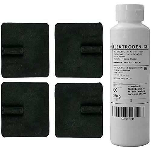 Axion - 4 électrodes durables 45 x 60 mm (connexion 2mm) + 1 gel de contact 250g