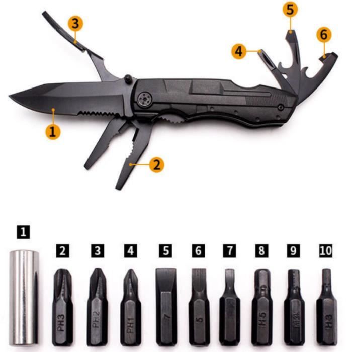 Couteau Pliant Multifonctionnel Mini Poche Multi-Pinces Multiples EDC Camping Chasse Outils de Survie Pince EDC