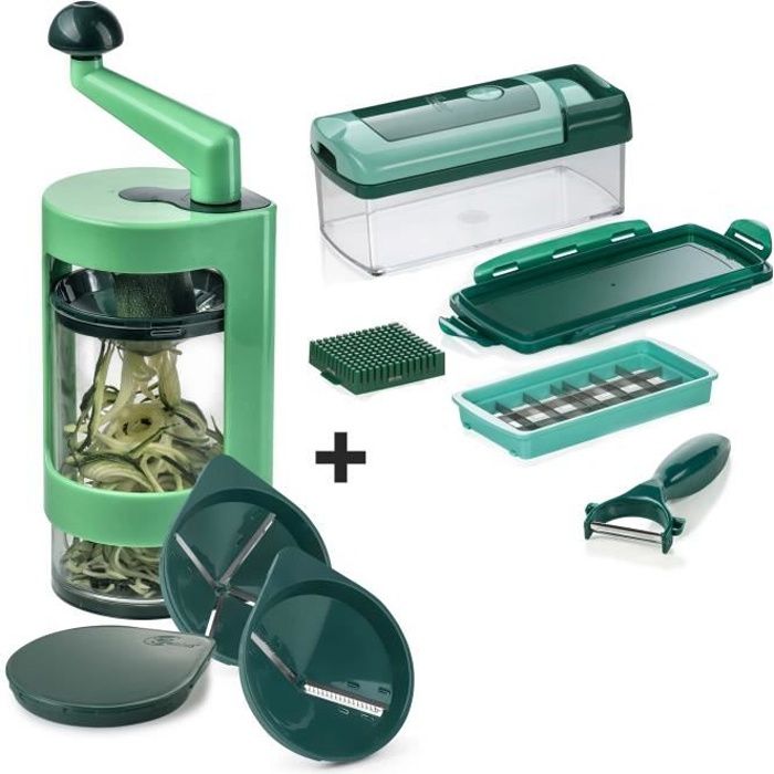 Genius Super Julietti - 13 pièces - Coupe spirale avec Nicer Dicer - Julienne tailleur - Coupe de légumes - Connu de la télévision
