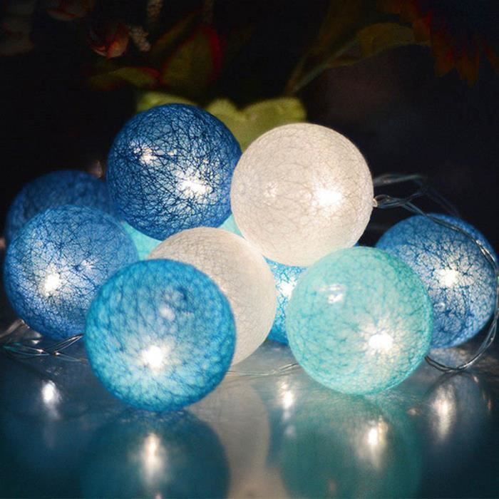 Bleu 3M LED boule de coton guirlande lumineuse extérieure guirlande lumineuse vacances de mariage fête de noël chambre fée lumières