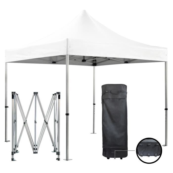 Barnum pliante 3x3m 50mm en aluminium premium PRO 520Gr/m2 étanche blanche tente de Réception Qualité