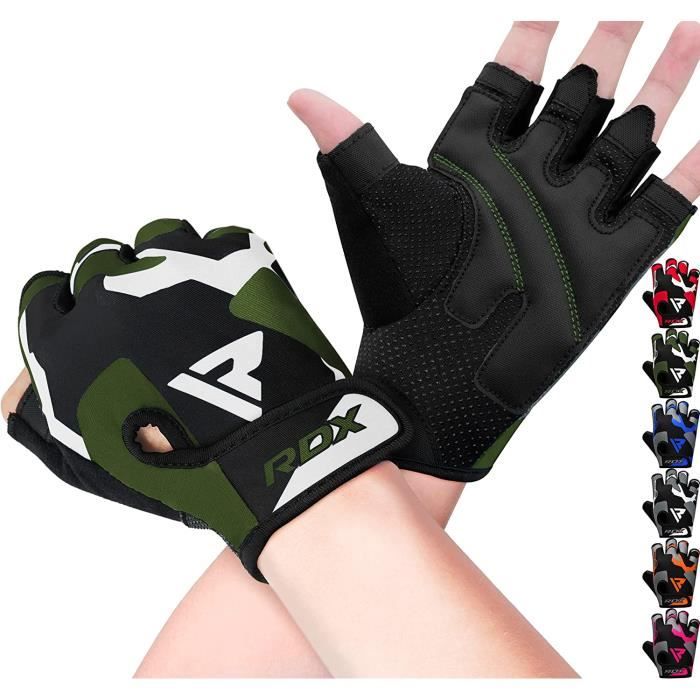 RDX Fitness Gants Musculation Haltérophilie Gants d'haltérophilie rembourrés antidérapants avec protection de la paume, vert