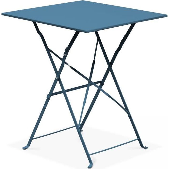 Table de jardin pliante - 60 x 60 x 71 cm - Acier - Oviala - Bleu