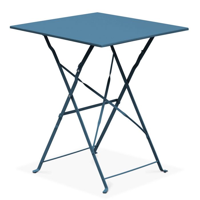 Table de jardin pliante - 60 x 60 x 71 cm - Acier - Oviala - Bleu