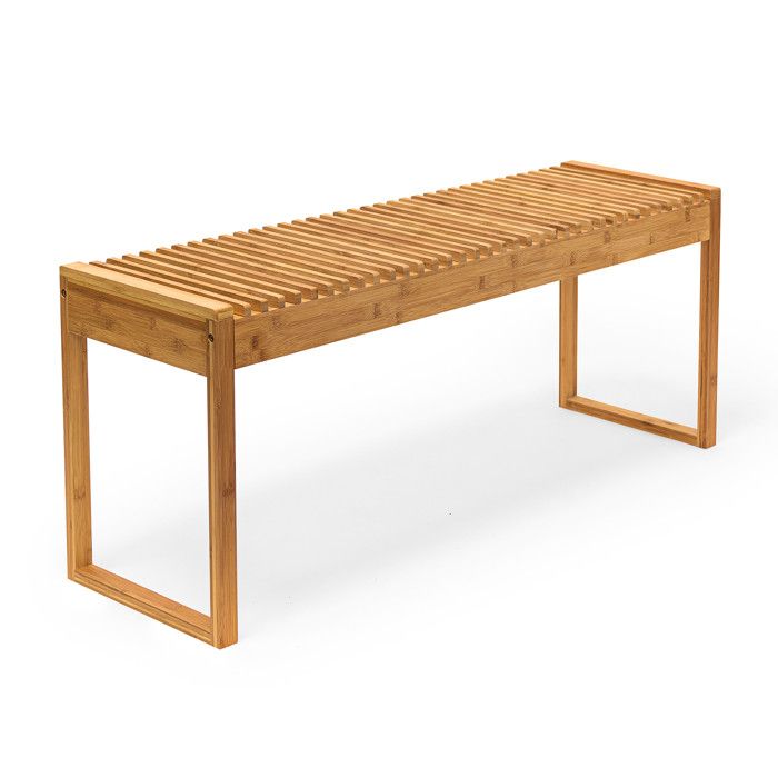 Relaxdays Banc en bambou HxlxP : 47 x 120 x 33 cm banquette jardin Terrasse balcon 3-4 places entrée couloir, nature