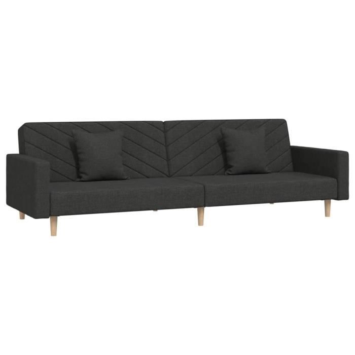 Canapé droit 2 places Noir Tissu Pas cher