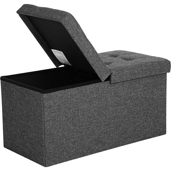 Songmics Bancs de rangement Coffres de rangement Poufs et repose-pieds Gain de Place Pliable grise foncée 76 x 38 x 38 cm LSF46GYZ