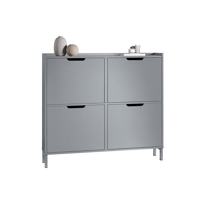 SoBuy Meuble à Chaussures 4 Abattants Fin et Compact – Rangement d’Entrée Design pour 12-20 Paires – Gris 100x19x91cm FSR100-HG