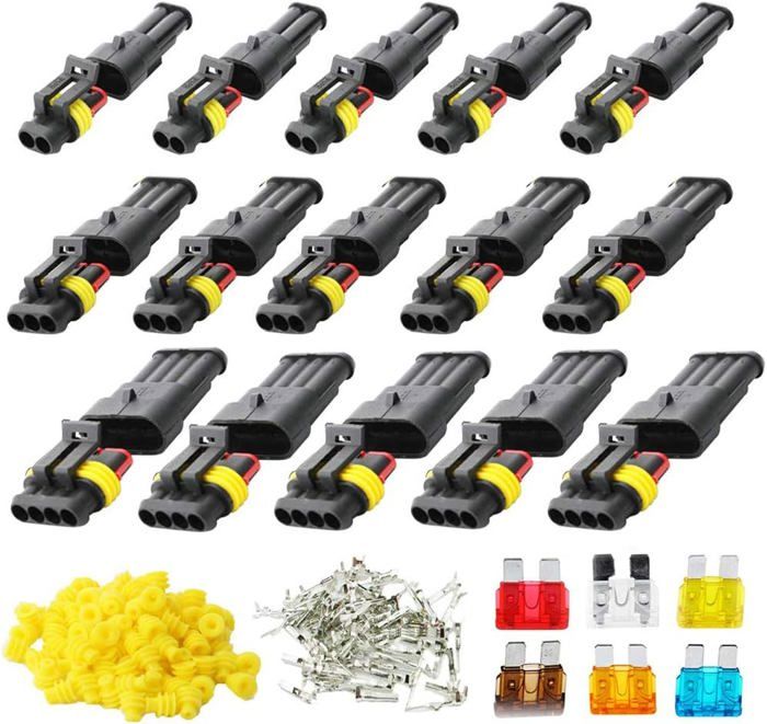 10 Kits Connecteurs Électriques Étanches 2 Broches Lectorias - Pour Voiture, Camion, Moto (12V)