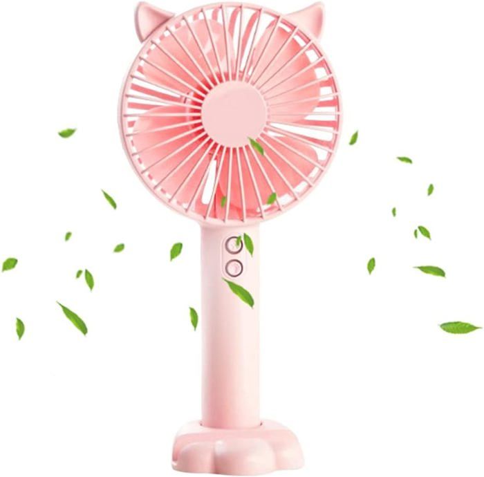 Mini Ventilateur Portable - GIGICIAL - Rechargeable - Silencieux - Rose - Sur socle - Gigicial