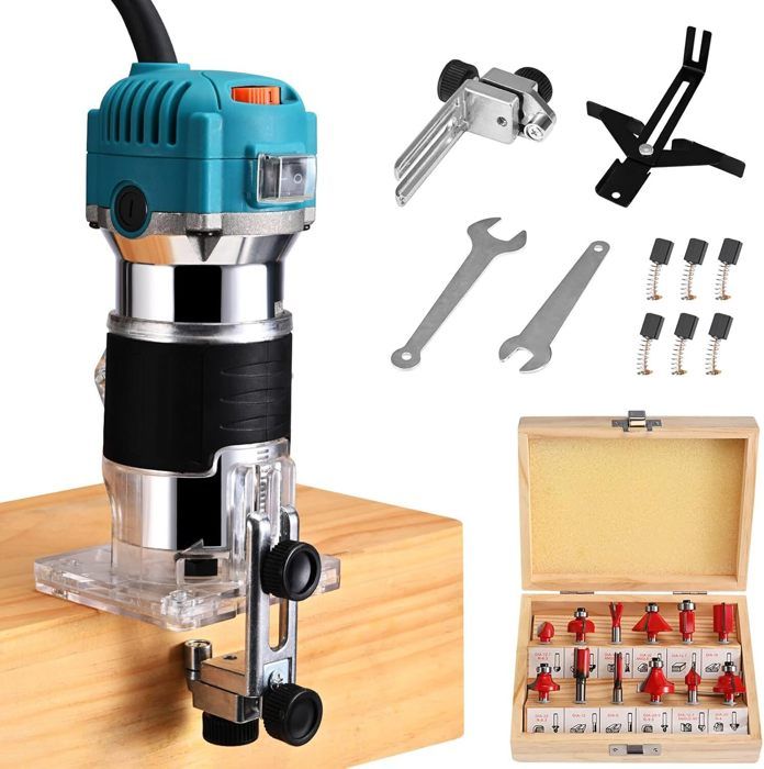 TICFOX Fraiseuse Verticale 800W Défonceuse Électrique Bois 30000 Tr/min 6 Vitesses Avec 15 Fraises - Idéal Chanfreiner Rainurer Fraiser