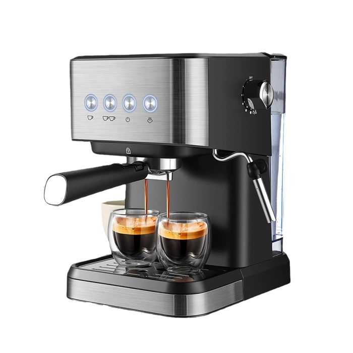 Machine a cafe Cafetières 1.5L Machines à Café Machines à expresso 15 Bar Petite Cafetière Electrique Acier Inoxydable 1050W - Prumya