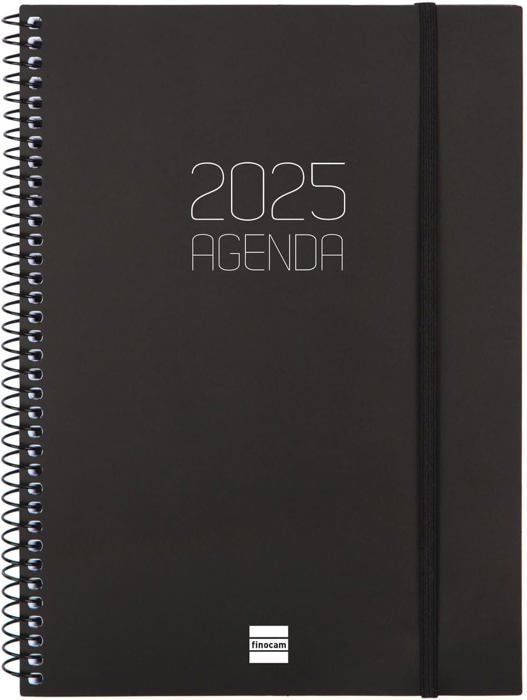 Agenda Espiral Finocam 2025 - 1 Página Por Día, Enero A Diciembre, Azul Italiano