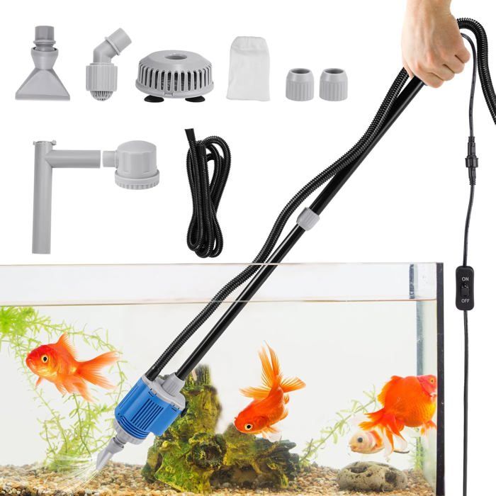Comparer les prix de 6 en 1 Aspirateur Aquarium Electrique, Kit de Nettoyage de Gravier, pour Changement d'eau et Lavage Sable Poignée extensible