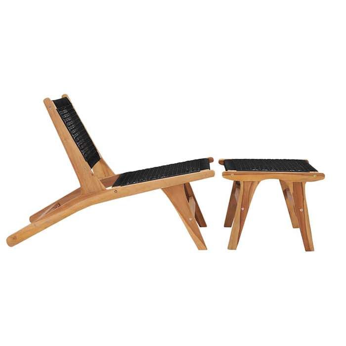 MGH - NEUF Chaise longue/transat - avec repose-pied Bois de teck solide et corde CC916