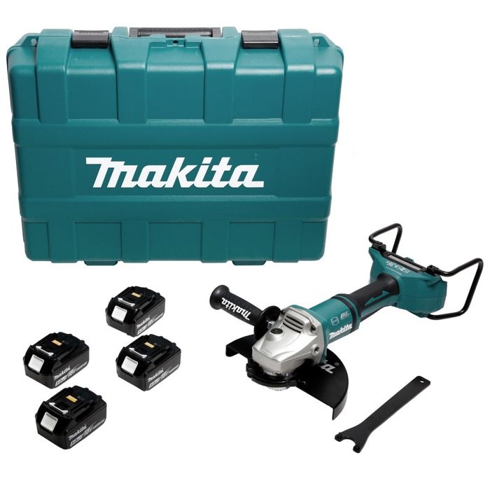 Makita DGA 900 T4KX2 Meuleuse d'angle 36V 2x18V 230mm Brushless + 4x Batteries 5 0Ah + Écrou de serrage rapide ''Ezynut'' + Coffret de transport sans chargeur - vue 2