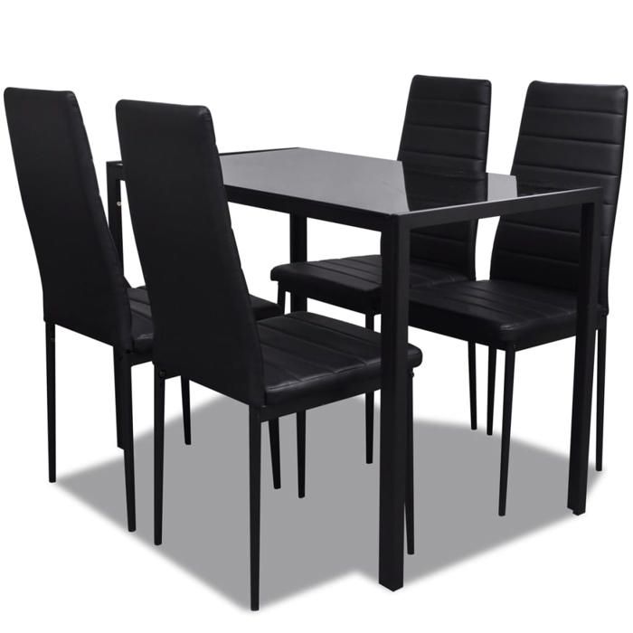 5 pcs - Table à Manger avec 4 chaises Ensemble de table pour salle à manger noir @40955271