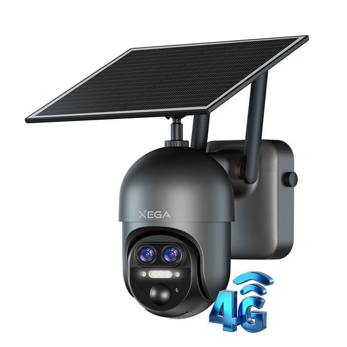 Caméra de Surveillance Solaire 4G LTE 2K PTZ Zoom 12x Double Objectif Batterie 10 400 mAh Détection AI/PIR Vision Nocturne 30 m