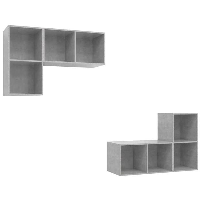 Meubles TV muraux 4 pcs - armoires suspendues Gris béton - Bois dingénierie RUI07 1369