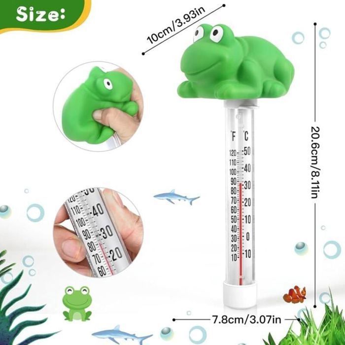 Predolo Thermomètre Flottant Piscine En Forme De Grenouille Avec Corde - Précis Et Amusant