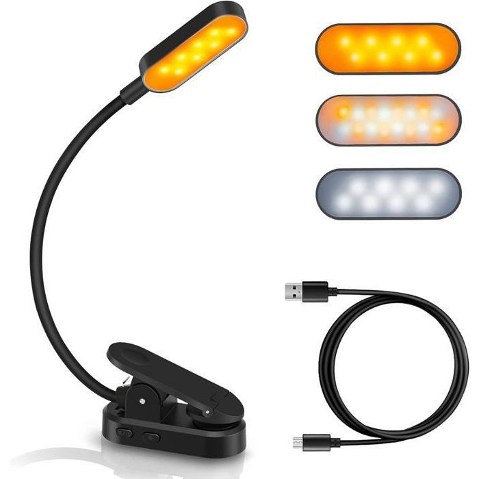 360°Cou Flexible Lampe Pince pour Lit Livre Veilleuse pour Nuit et Lampe de Chevet ODIPIE