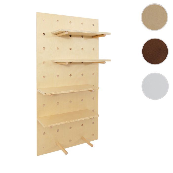 Panneau mural HWC-P24 décoration murale Étagère murale Panneau perforé 4 niveaux Suspension 100 x 50 cm MVG ~ couleur naturelle