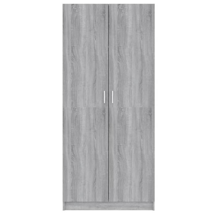 Garde-robe en bois dingénierie - vidaXL - Sonoma gris - 80x52x180 cm - Barre de penderie - Espace de rangement spacieux