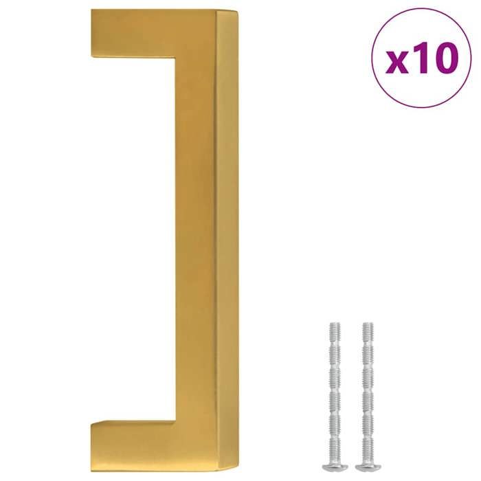 Poignées darmoire doré - GKO - 10 pcs - Acier inoxydable - 108x12x35 cm - Espacement 96 mm - Vis 45 mm
