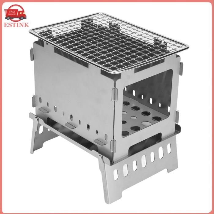 Poêle Pliante Portative En Acier Inoxydable - Barbecue Bois Pour Camping, Randonnée Et Extérieur