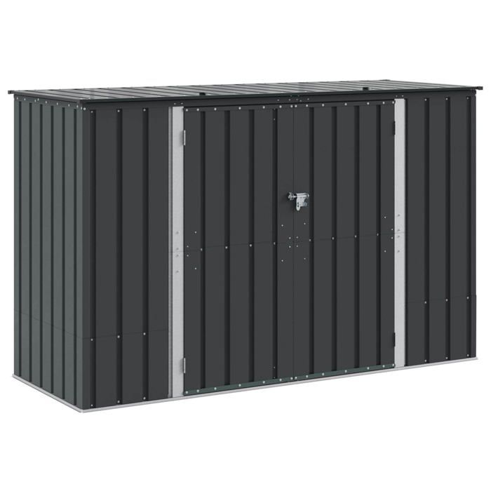 Boîte de rangement de jardin en acier - vidaXL - Noir - 214x82x132 cm - Acier anti-rouille - Verrou à pêne dormant