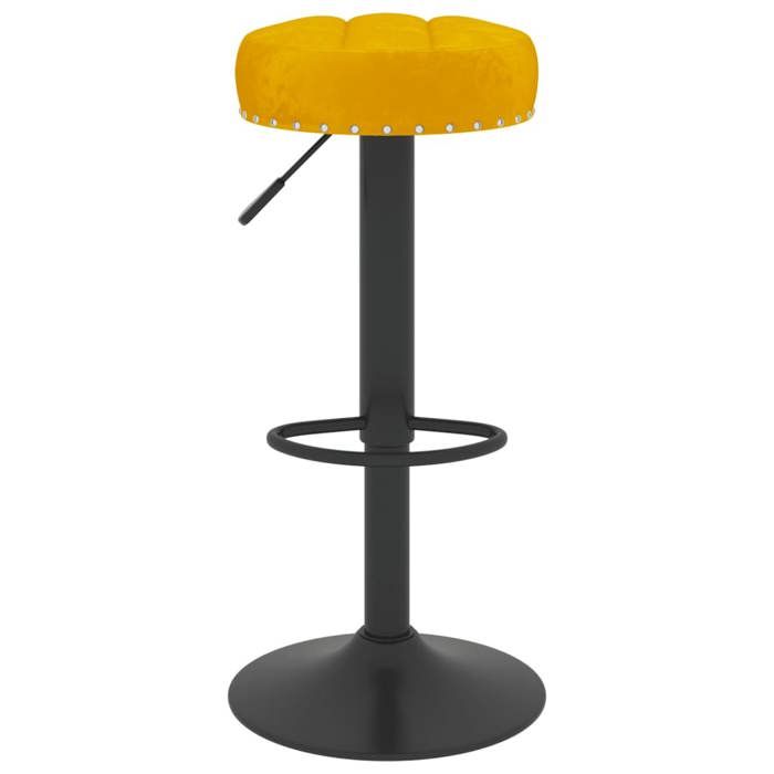 Tabourets de bar en velours - MEUBLECHIC - Lot de 2 - Jaune moutarde - Velours doux - 38 5x38 5x(63-83) cm