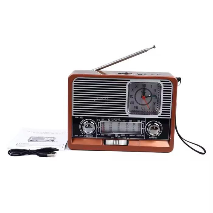Radio rétro noire MP3 lampe torche AM/FM/SW Bluetooth maison et bureau design vintage bois élégant