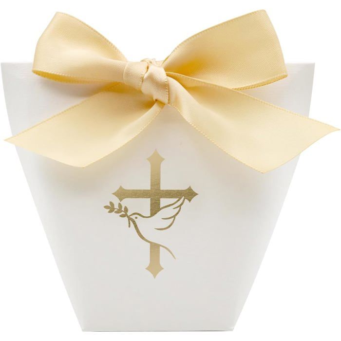 Boîtes de Dragées Baptême et Mariage - 30 Pièces  Dimensions 5.7x6x10 cm  Couleur Blanc