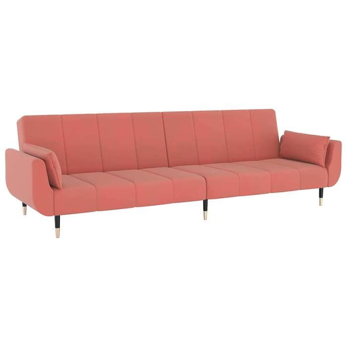 Rose SOFA Convertible - Moderne - Canapé-lit - à 2 places - 2 personnes - avec deux oreillers - Rose Velours C567