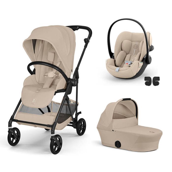 CYBEX - Poussette Trio Melio 6 Carbon + Cloud G Plus + Nacelle Almond Beige