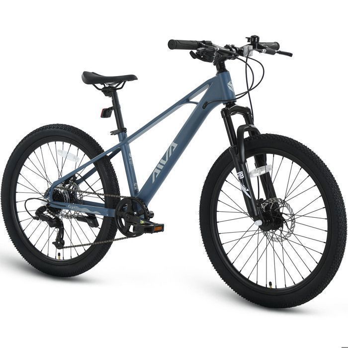 AIVA Vélo VTT 24 haut de gamme pour filles- garçons-hommes et femmes avec dérailleur 7 vitesses-Cadre en magnésium-Bleu foncé