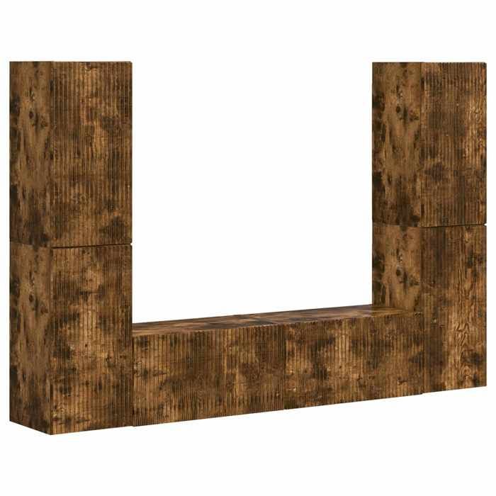 Ensemble 6 meubles TV - vidaXL - rangement TV - bois dingénierie - chêne fumé - 30 x 31 x 60 cm - avec tiroirs - étagères réglables