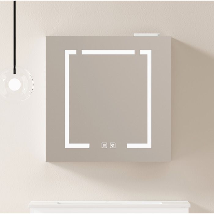 Armoire miroir LED murale 60 cm avec rangement - TCQPZ - pour salle de bain salon et chambre Blanc 60×14×60 cm