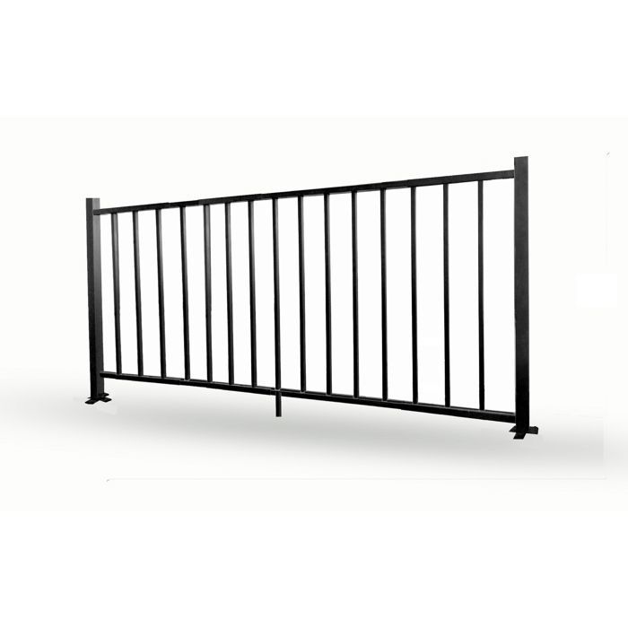Panneau de clôture métallique 200 × 104 cm – acier galvanisé et laqué au four barreaux verticaux noir