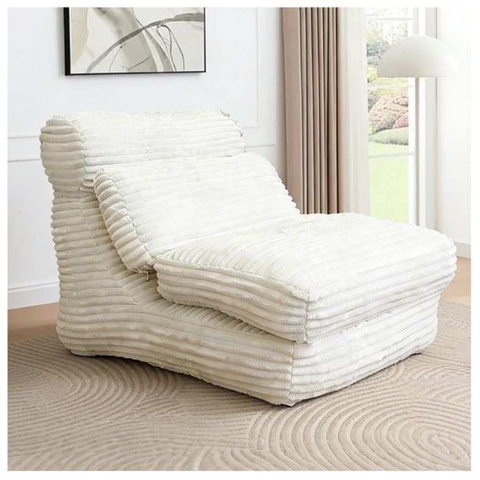 WUVRIE Canapé convertible 2-en-1 blanc fauteuil lounge modulable en flanelle mousse haute densité