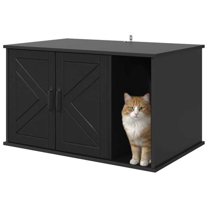 Maison pour chat - vidaXL - Noir - bois dingénierie - 85x55x50 5 cm - Charge maximale 60 kg 719222